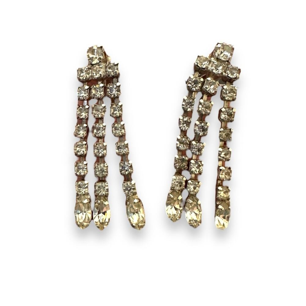 Wiesner Vintage Rhinestone Chandelier Screwback Earrings
